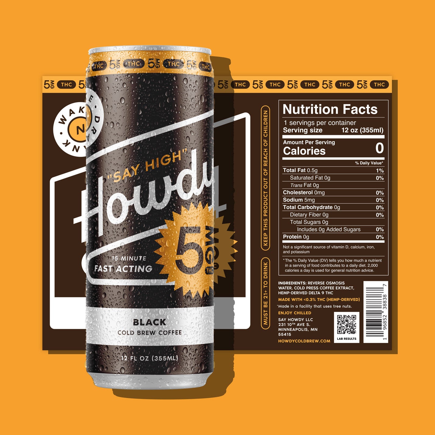 Howdy 5MG THC Cold Brew Coffee (16-Pack)